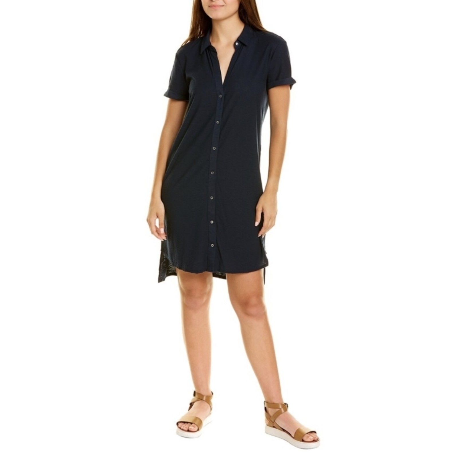 Standard James Perse Navy Short Sleeve Shirt Dress, Sz 3 (L)